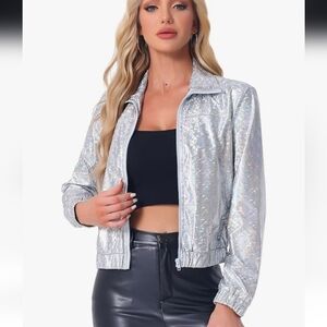 Glamorous Silver Bomber Jacket for Women NWT